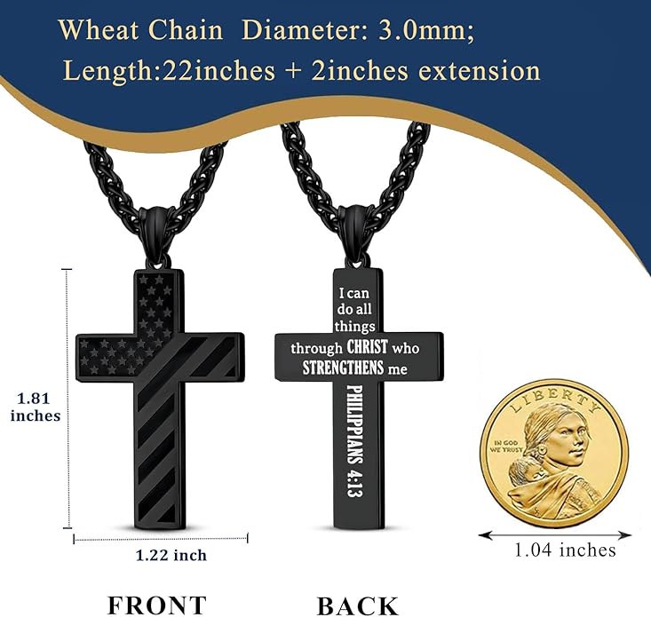Woyuosn Cross Necklace for Men Stainless Steel