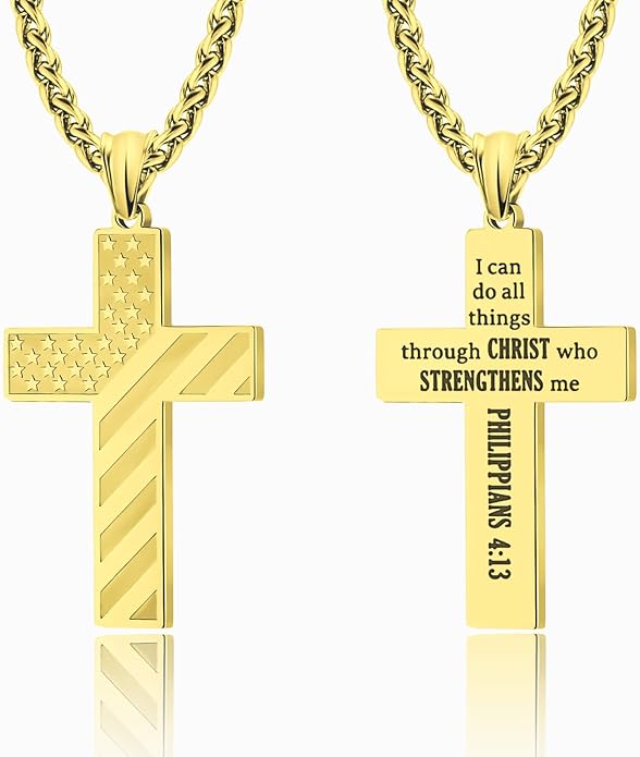 Woyuosn Cross Necklace for Men Stainless Steel