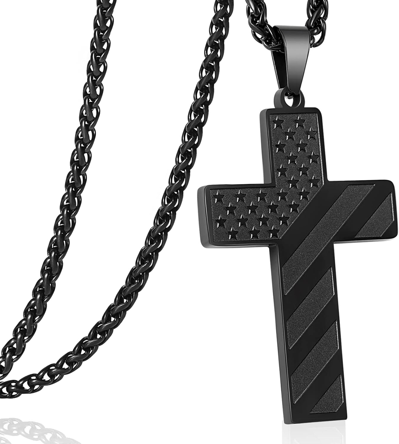 Woyuosn Cross Necklace for Men Stainless Steel