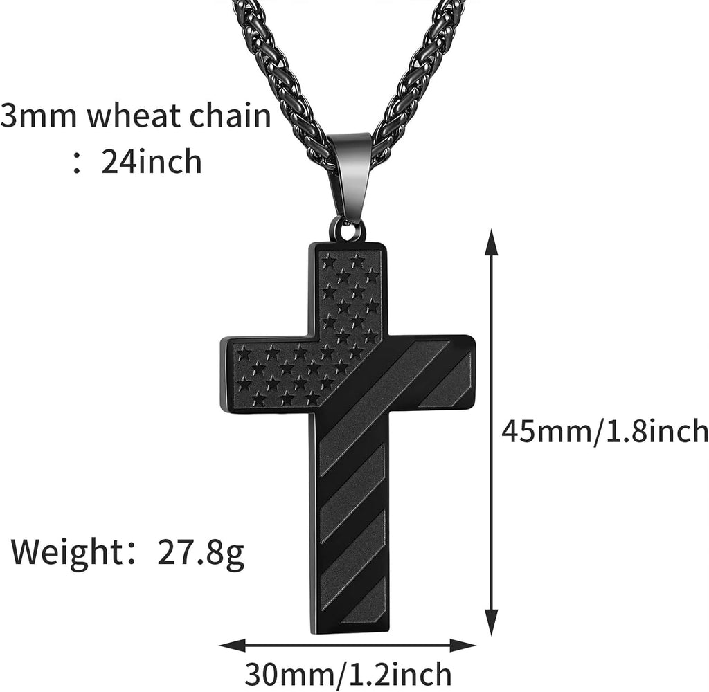 Woyuosn Cross Necklace for Men Stainless Steel