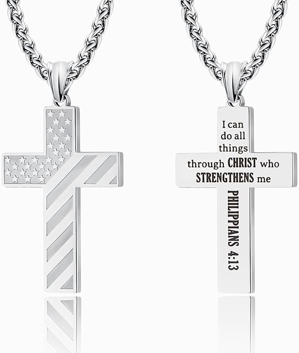 Woyuosn Cross Necklace for Men Stainless Steel