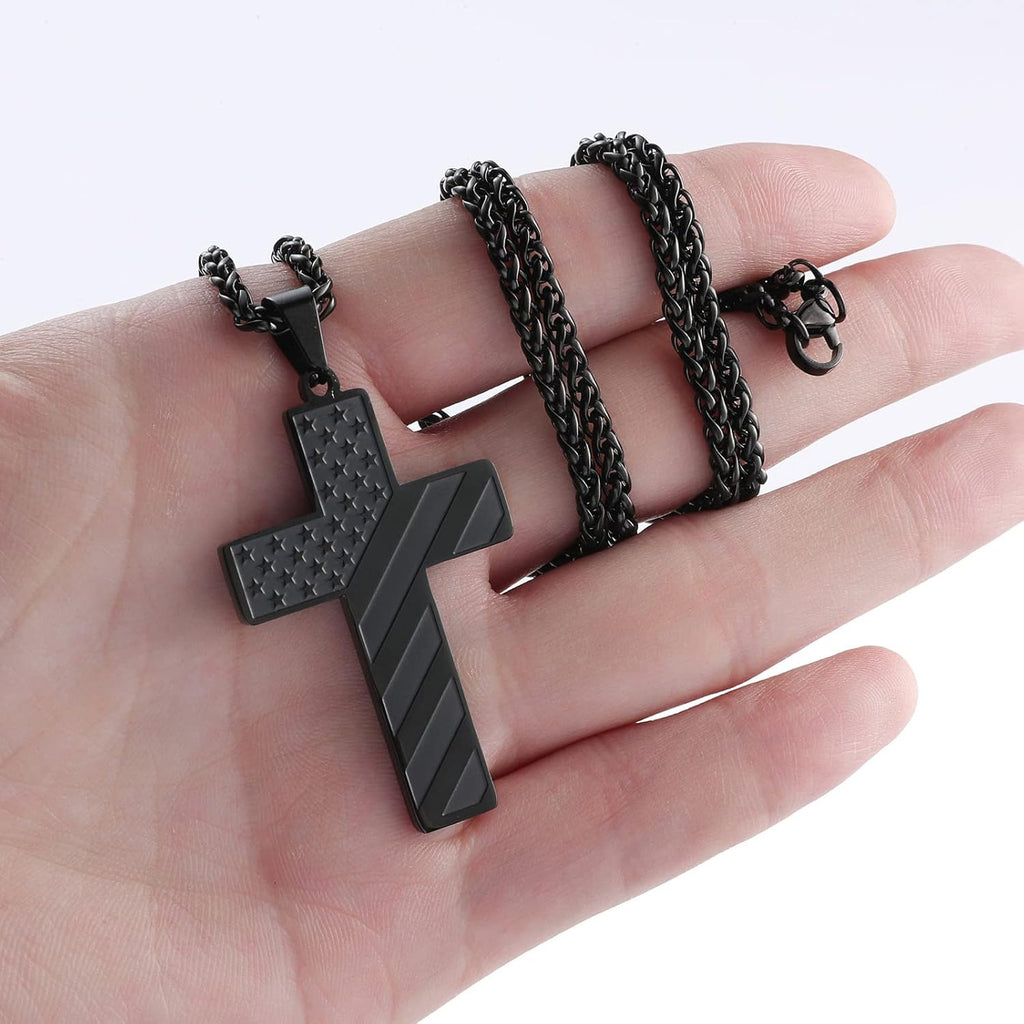 Woyuosn Cross Necklace for Men Stainless Steel