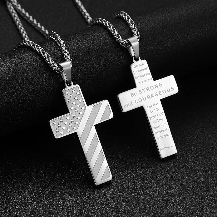 Woyuosn Cross Necklace for Men Stainless Steel