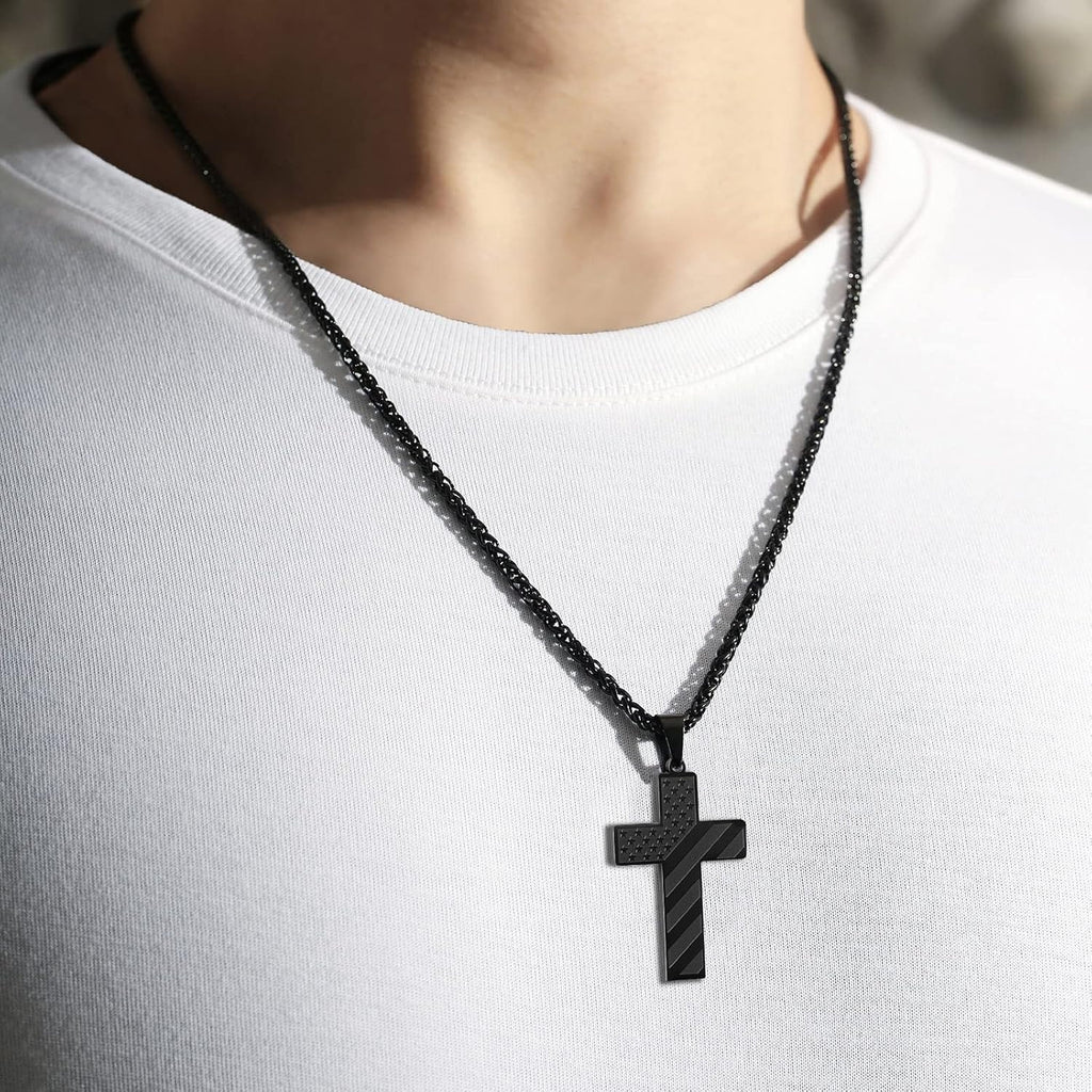 Woyuosn Cross Necklace for Men Stainless Steel