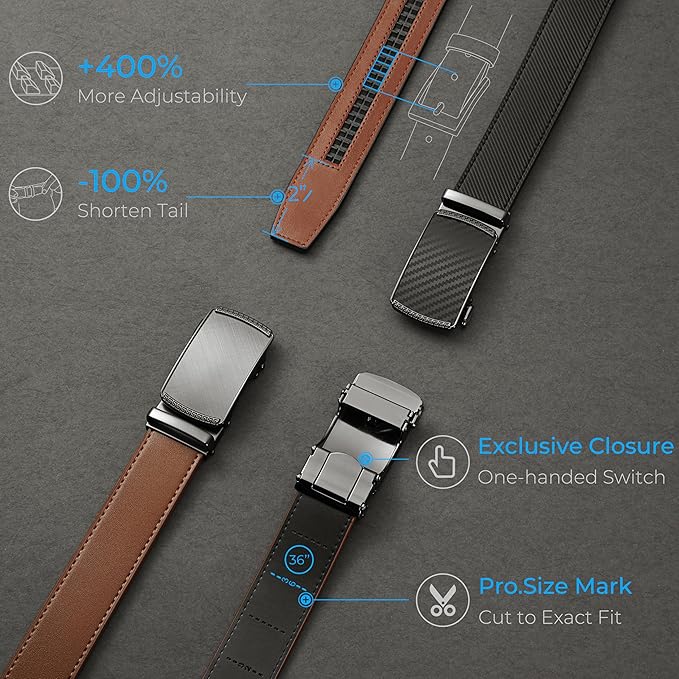 Micro-Adjust Leather Ratchet Belt