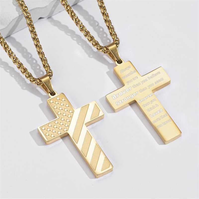 Woyuosn Cross Necklace for Men Stainless Steel
