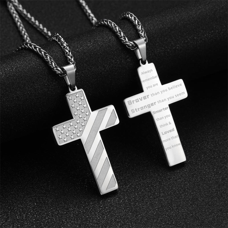 Woyuosn Cross Necklace for Men Stainless Steel